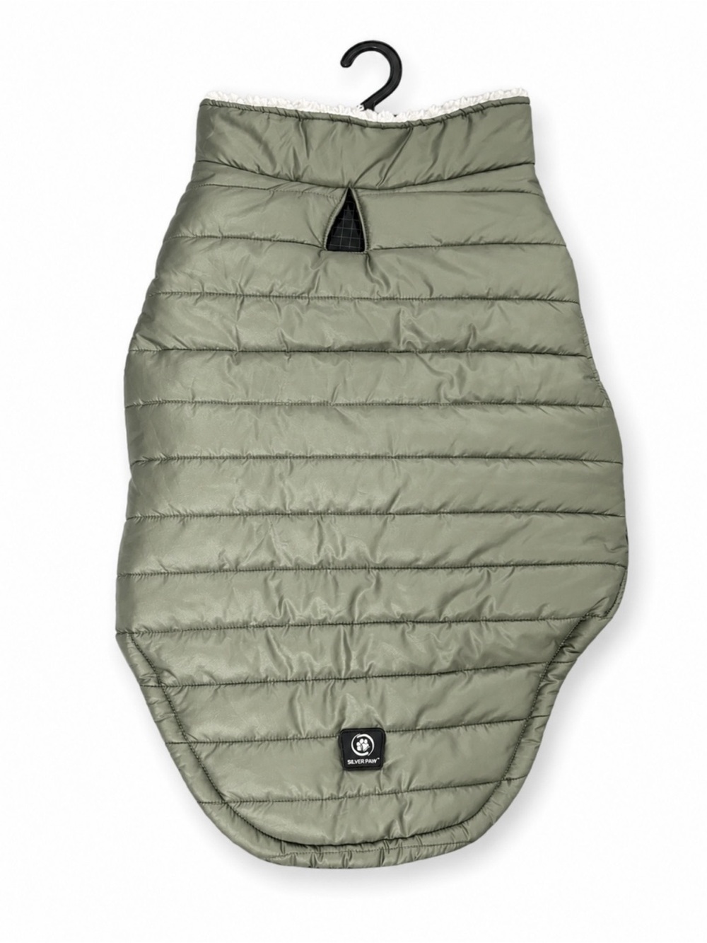Silver Paw Quilted Olive Green Puffer Dog Coat